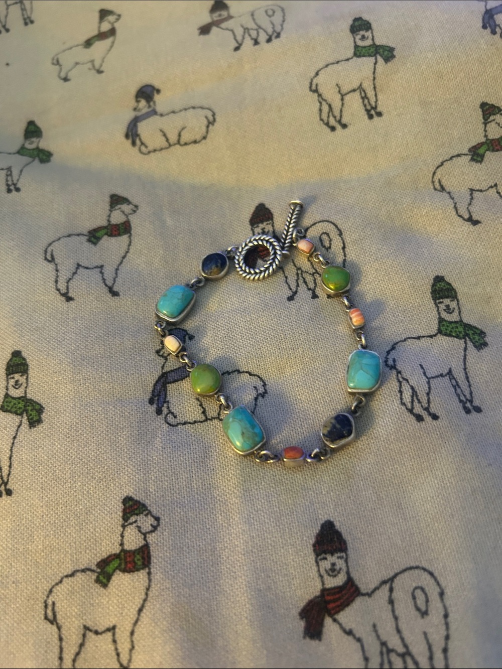Barse multicolored silver and stone bracelet